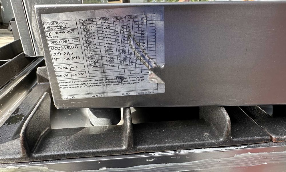 Salamandra gaz italia spalatoare actionare genunchi pedala inox