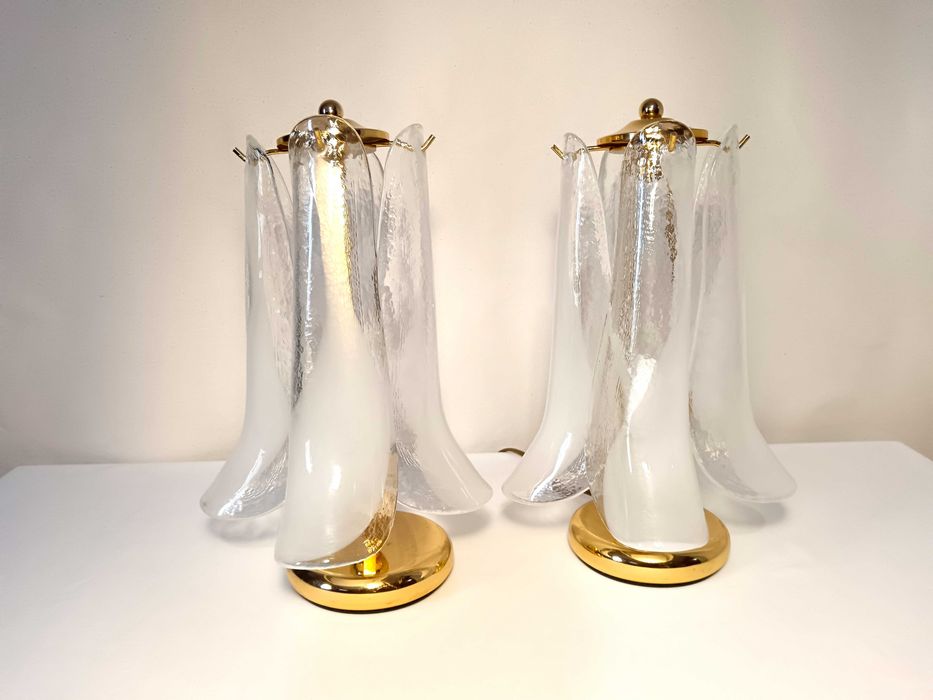 Set veioze, Art Deco, Hollywood Regency, sticlă de Murano, vintage