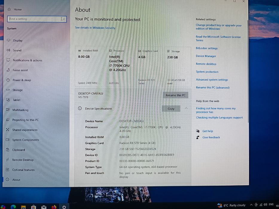 Unitate gaming i7-7700K 4.6Ghz 8 Gb RX 570