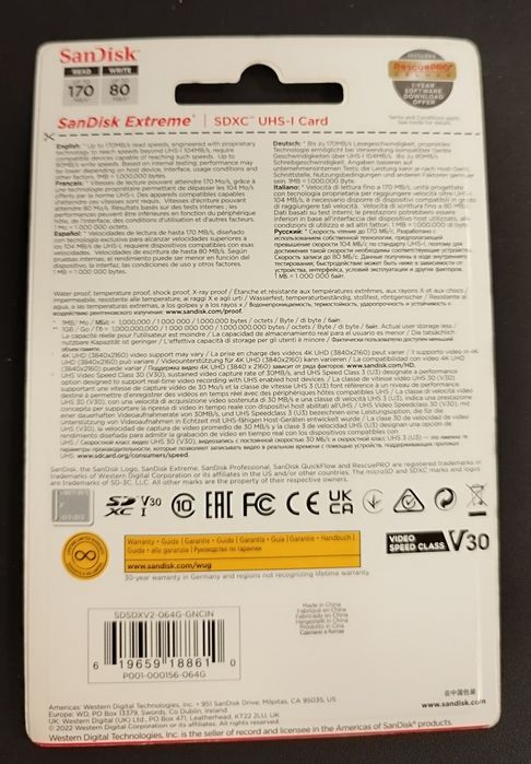 SanDisk Extreme SDXC UHS-I Card