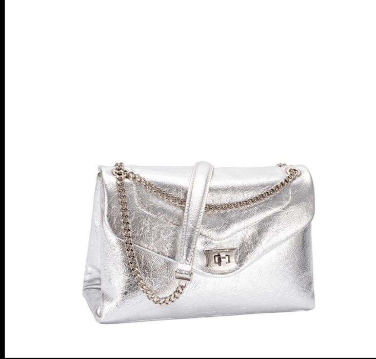 Сребърна чанта за през рамо