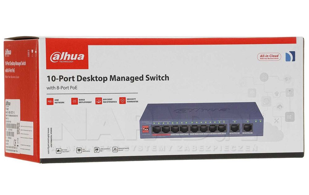 Switch cu management 8 porturi POE Dahua CS4010-8ET2GT-110 2 port upLink Gigabit sigilat garantie