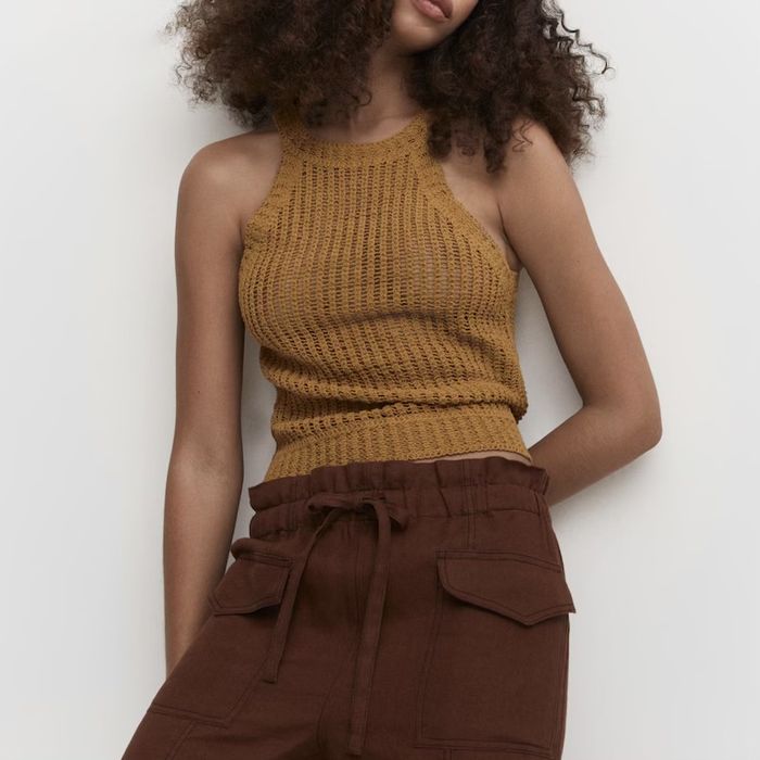 MANGO Плетен топ