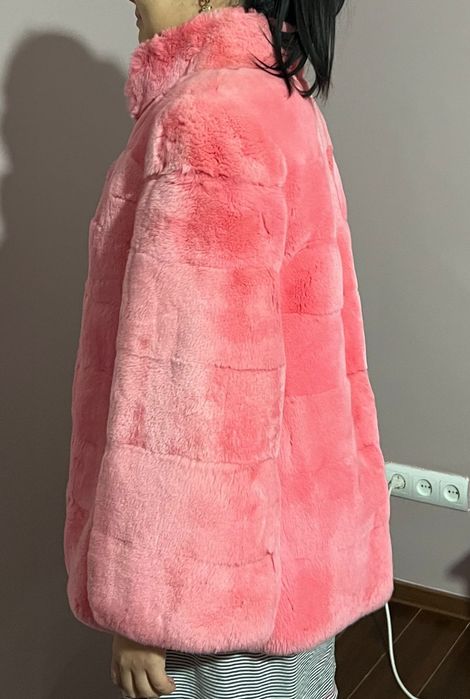 Шуба бобер розовый