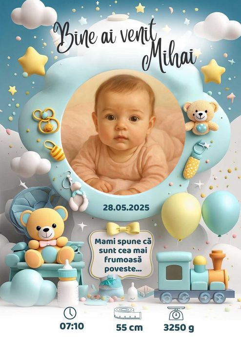 Tablou Personalizat Bebelusi - Nou Nascut - Baby Girl / Baby Boy