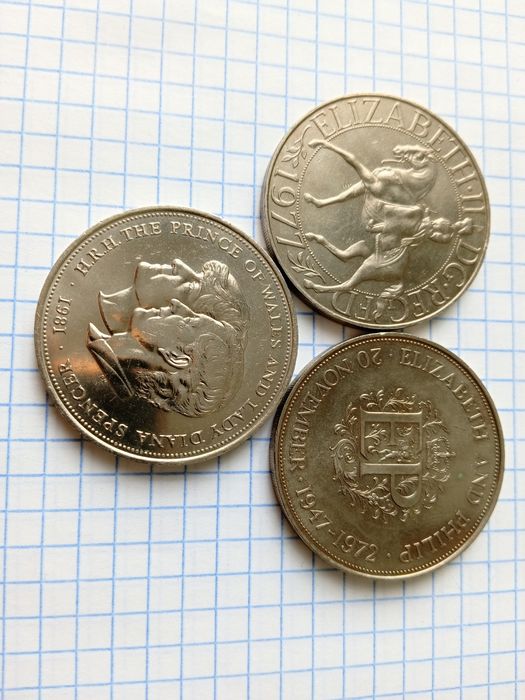 Монеты никель Остров Мэн, Фалькленд, Англия