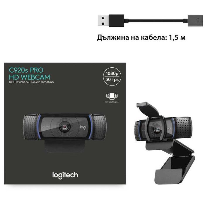 уеб камера Logitech C920s HD PRO - чисто нова - гаранция 2г.