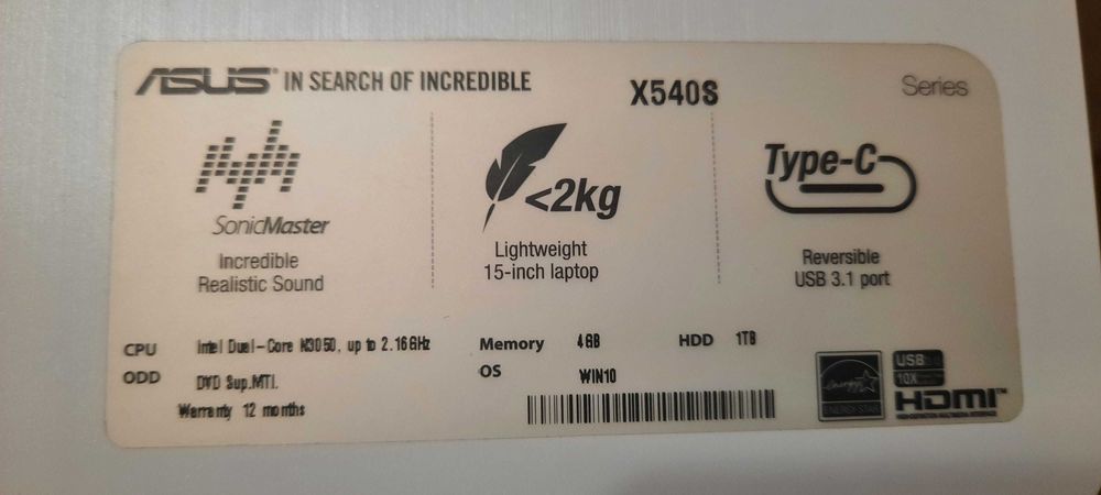 Лаптоп ASUS X540s