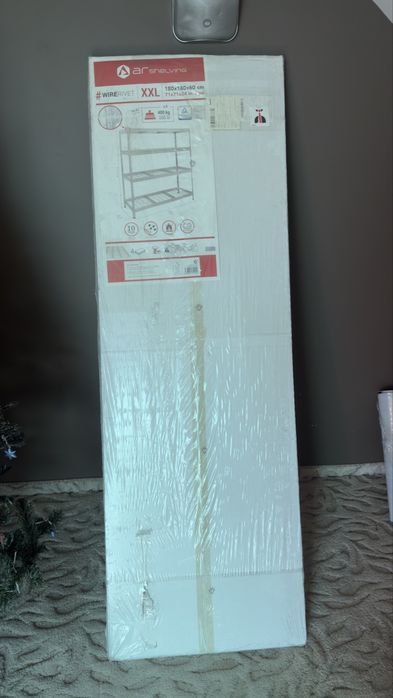 Голям Чисто нов Метален стоманен здрав стелаж 180x180x60 см височина, широчина дълбочина стоманена решетка 4 рафта до 400кг на рафт
