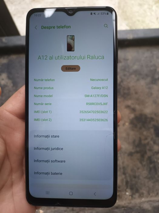 Samsung a12 impecabil ca nou 64g cu 4g ram