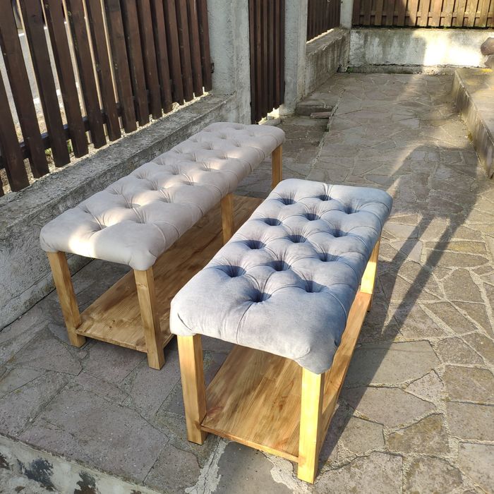 Băncuță hol, sufragerie chesterfield. Catifea Tapițerie Mobila Taburet