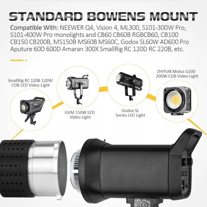 Оптичен спот (Snoot) с Bowens Mount с гобо маски и цветни филтри