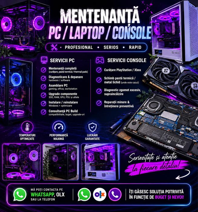 Mentenanta Pc/Laptop | Asamblare | Reparatii | Instalare Windows