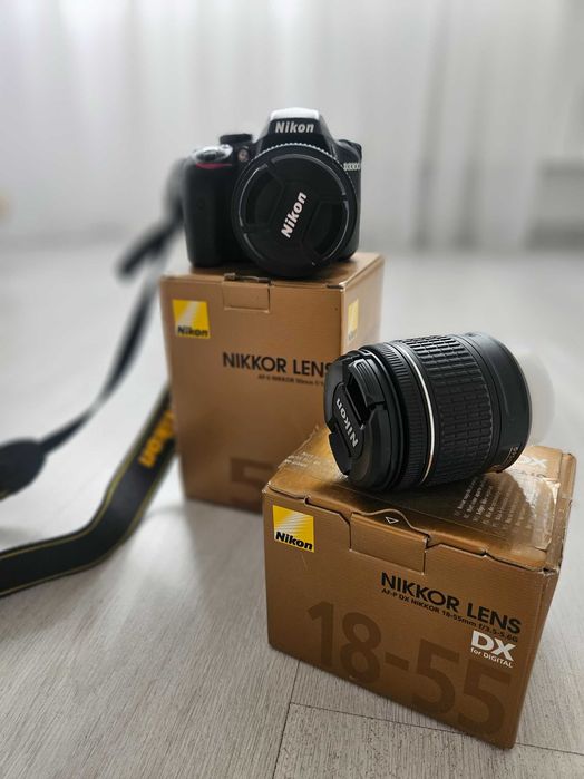 Kit Nikon D3300 cu obiectiv Nikkor AF-P 18-55mm f/3.5-5.6G fara VR & Nikkoŕ AF-S 50mm f/1.8G