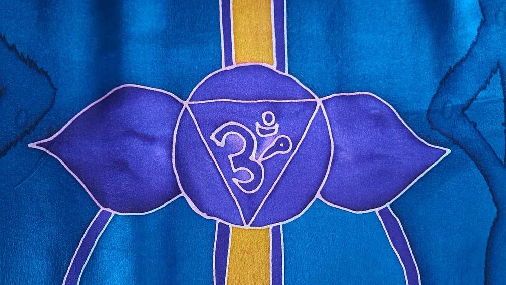 Коприна ръчно рисувано пано със седемте чакри