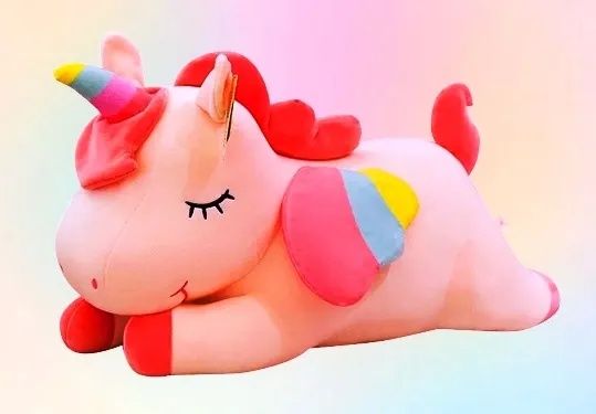 Плюшен Еднорог, 35см, Розов, Бял , Жълт