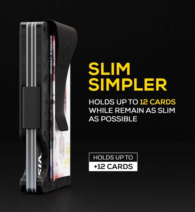 Nou - Portofel fibra de carbon slim RFID blocking pana la 12 carduri cadou barbati