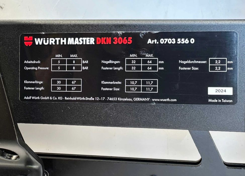 Wurth DKN 3065 - Нов пневматичен такер за пирони