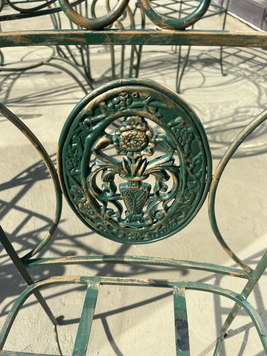 Ковано желязо комплект маса с 6 стола