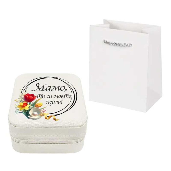 Бижутерка с послание и перла в мида /еко кожа/