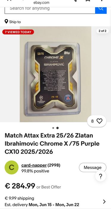 Match Attax Ibrahimovic Chrome X  exclusive /75