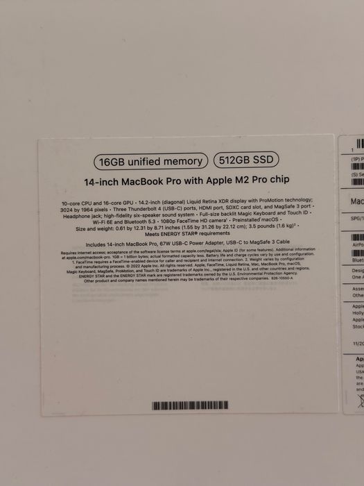 MacBook Pro 14’ M2 Pro 16GB Ram, 512GB