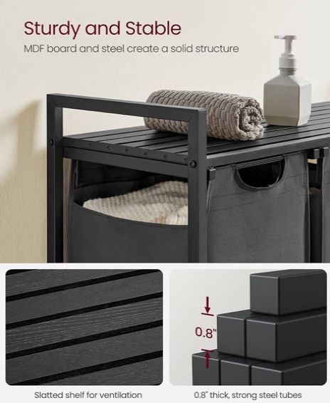 Кош за пране с рафт VASAGLE