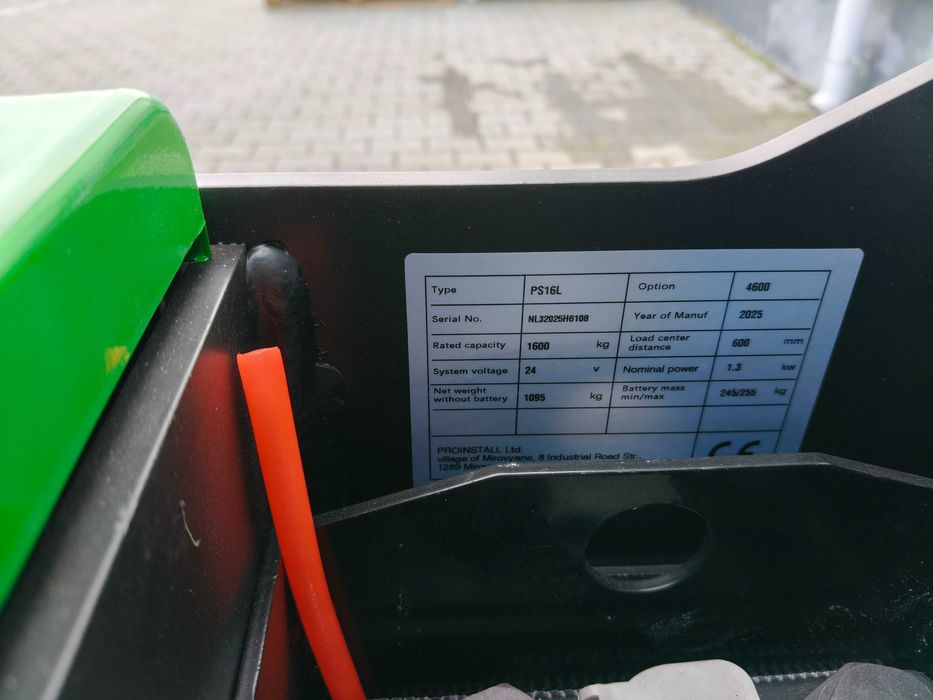 Ел. стакер Noblelift PS16L, товар до 1600 кг, повдигане до 4.6 м, НОВ