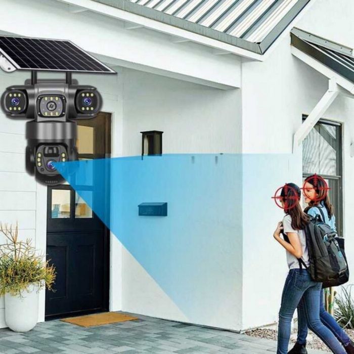 Соларна камера Lylu 4G със Sim карта 4 лещи бе ток и Wi-fi