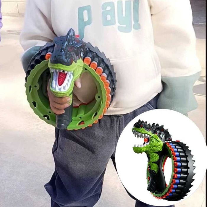 Бластер динозавър с електрически барабан + 100 патрона (пяна) НОВ