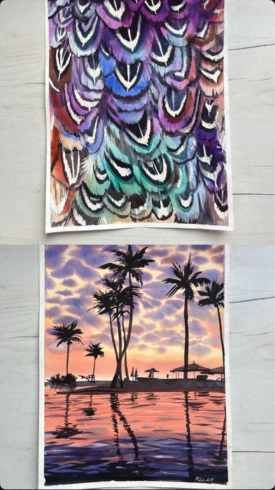 Картины акварелью и пастелью