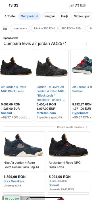 Adidas Nike Air Jordan 4 retro Levis 44,5