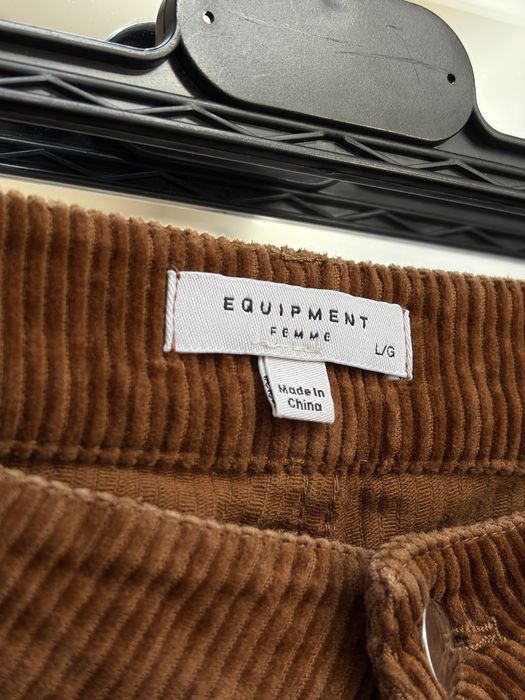 Equipment, premium, pantaloni catifea reiată, maro castaniu, cașmir