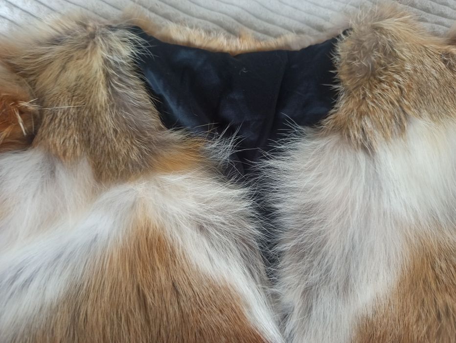 Палто естествен косъм - червена лисица S