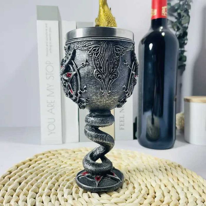 Нова 3D Чаша за Вино със Змия и Бафомет с пентаграм