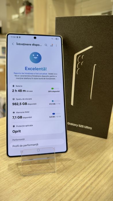 Samsung S25 Ultra 1TB/12gb Ram Titanium SilverBlue-100%baterie-Ca NOU!