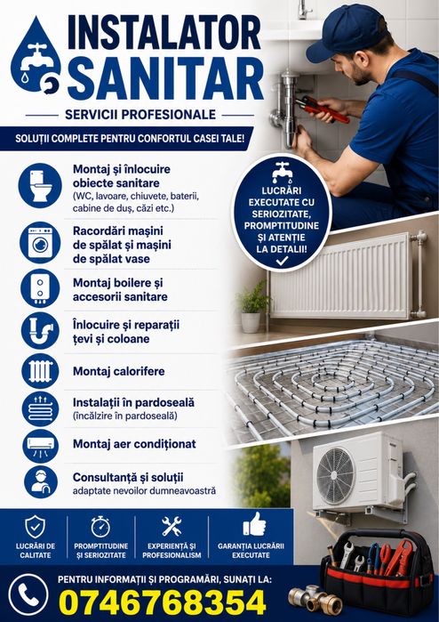 Instalator sanitar- servicii complete si AC
