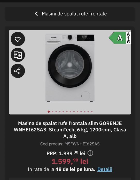 Masina de spalat Gorenje foarte putin folosit