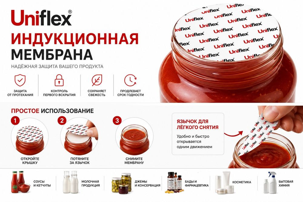 Индукционная мембрана для упаковки | Контроль вскрытия флексопечать