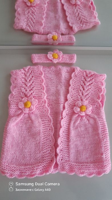 Детски Ръчно плетен Елек с диадема