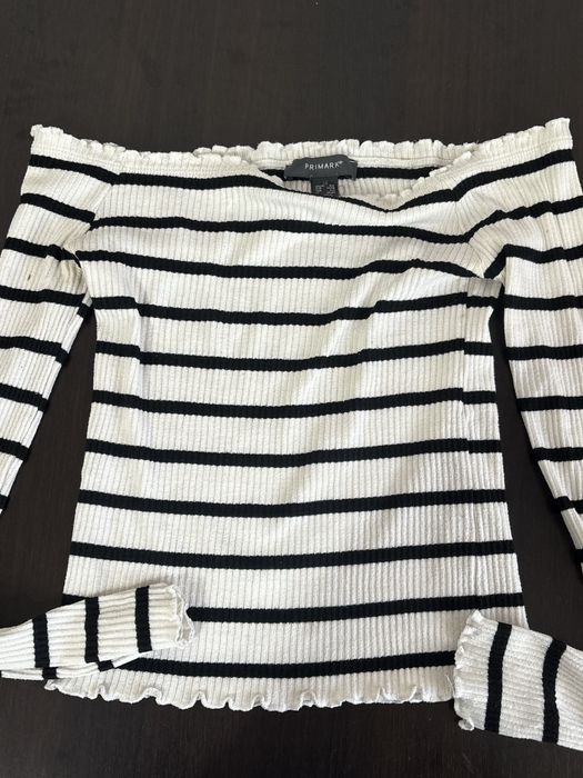 Bluza pe umeri alb negru, Primark
