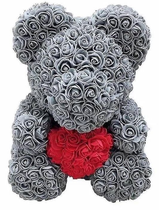 Ursulet gri cu inima rosie ideal pt cadou 40 cm 170 lei
