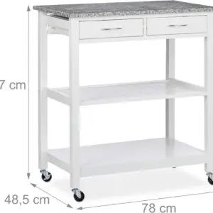 Кухненска количка с 2 чекмеджета Relaxdays