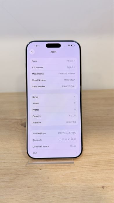 iPhone 16 Pro Max 512 98% бат 125 цикъла