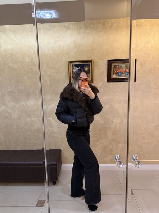 Geaca cu puf si guler blana naturala