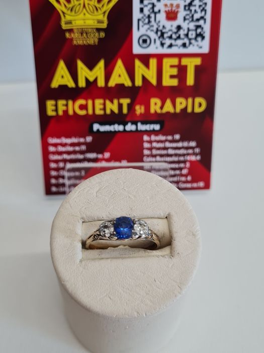 Inel de aur de 18k cu safir si diamante Amanet BKG