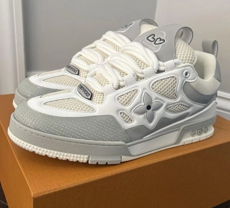 louis vuitton skates grey and white