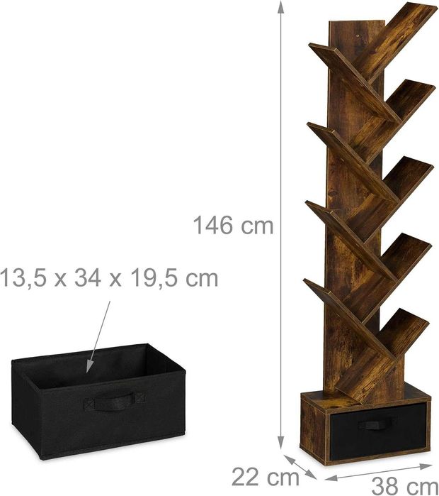 Рафт секция, библиотека дърво за книги 9 нива с чекмедже,избор на цвят