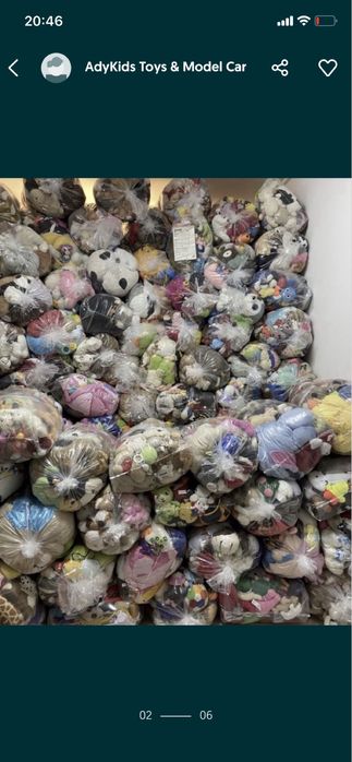 Jucării din pluș en gros la kg ambalate in saci de 10 kg