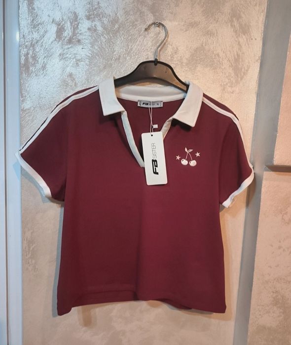 Tricou dama Polo brand FB Sister (New Yorker) rosu burgund size XL
